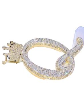 925 Stealing Sliver Entièrement Glacé Charme Q Pendentif Moissanite Diamant Pendentif Hip Hop - Product Image 3