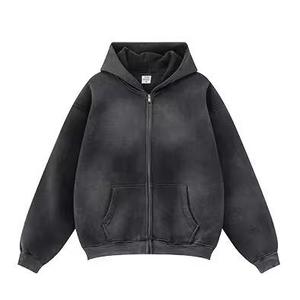 Sweat à capuche oversize en molleton épais 100 % coton, brodé, style streetwear, délavé effet soleil et acide, haute qualité sur mesure - Product Image 4