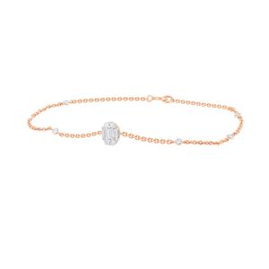 Rose Gold Lab Grown Diamond Oval Center Station Chain Bracelet - Product Image 2
