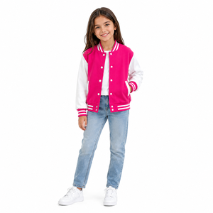 Girls Light Blue Varsity <b>Jacket</b> With <b>White</b> Sleeves And Number 12 Print Regular Fit Autumn Wear - Product Image 4