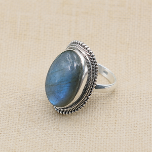 Natural Oval Labradorite Statement <b>Cocktail</b> <b>Ring</b> 925 Sterling Silver Handmade Boho Artisan Rose <b>Gold</b> & Yellow <b>Gold</b> Plated - Product Image 5