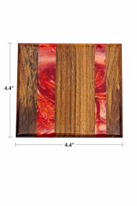 Ensemble de sous-verres carrés en résine à grain de bois naturel, design moderne fait main, diamètre 350 mm, pour accessoires de boissons à domicile - Product Image 4