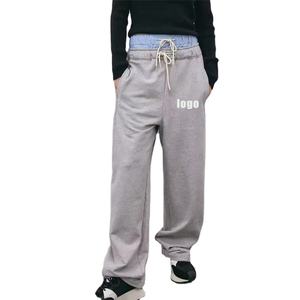 Pantalones de chándal de cintura doble personalizados 2024, pantalones casuales Acampanados para hombre, pantalones holgados de gran tamaño con cordón de algodón de rizo para exteriores - Product Image 1