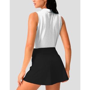 Camiseta Polo sin Mangas para Mujer, Blanca con Puntos, Tejida, Transpirable, Deportiva, Corte Casual, Largo Regular - Product Image 5
