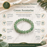 Bracelet extensible en aventurine verte naturelle 8 mm, style ethnique pour femme, certifié par un tiers, pour usage quotidien