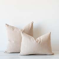 Housse de coussin en coton 100% tissé rayé, écologique, style américain |   Housses de coussin décoratives personnalisables pour