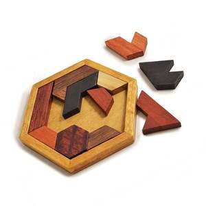 Jeu de puzzle Tangram rectangulaire en bois écologique fait main, jouet éducatif pour enfants |   Cadeau d'anniversaire |   Prix de gros en gros d'usine - Product Image 1