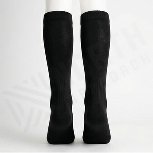 <b>Black</b> Knee High <b>Socks</b> Solid Color Knitted Breathable Casual Wear for Adults Regular Style - Product Image 2