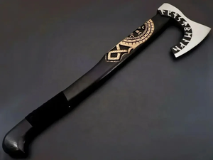 Hojas de Acero al Carbono Personalizadas LEGACY BLADES, Hacha Forjada a Mano con Mango de Madera y Funda de Cuero, Herramienta para Campismo al Aire Libre, Marca Privada - Product Image 2