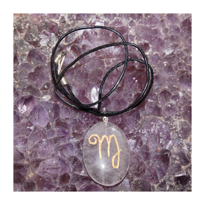 Colgante de Cristal Transparente con Signo Zodiacal Virgo, Collar de Cristal Ovalado Tallado, Joyería con Símbolo Grabado para Regalo de Escorpio - Product Image 1