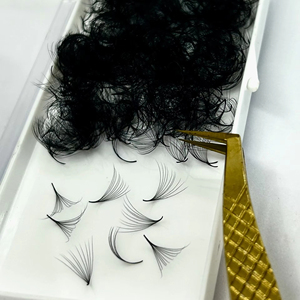 ขนตาปลอมแบบพัดสำเร็จรูป คุณภาพพรีเมียม ทำมือ 0.05 0.07 แคชเมียร์ 10D 14D 20D ก้านสั้น - Product Image 6