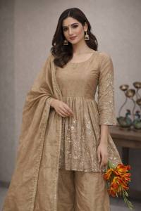 Nuevo lanzamiento: Traje de tres piezas de tela de seda Chinon de alta calidad, ideal para invitadas de boda, precio de exportación al por mayor. - Product Image 2