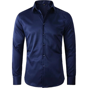 Chemises habillées décontractées pour hommes coupe ajustée 2026, en tissu satiné infroissable, idéales pour mariages et soirées, service OEM - Product Image 5