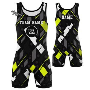 Maillots de lutte avec impression par sublimation intégrale, extensibles, sur mesure, pour hommes sexy - Product Image 1