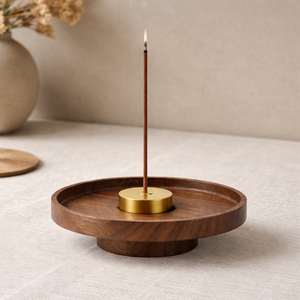 Porte-encens en laiton et bois de santal naturel, fait main, tendance, pour usage religieux, domestique, en temple, aromathérapie et méditation - Product Image 1