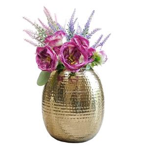Maceta de Metal martillado chapada en oro brillante para banquete de boda decoración de Hotel floreros de Metal artesanías - Product Image 1