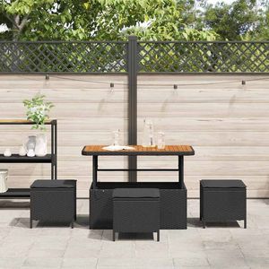 Set da Pranzo da Giardino in Polyrattan Nero per 4 Persone, Resistente alle Intemperie, Arredamento da Esterno in Stile Contemporaneo - Product Image 4