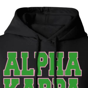 Sudadera con Capucha Negra, de Forro Polar, Manga Larga, con Estampado Gráfico, Diseño AKA, Informal, con Bolsillo Canguro - Product Image 3