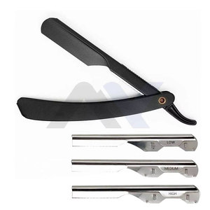 High Quality Stainless Steel Barber Shaving Razor American Straight Edge Black Matte Finish Foldable - Product Image 6