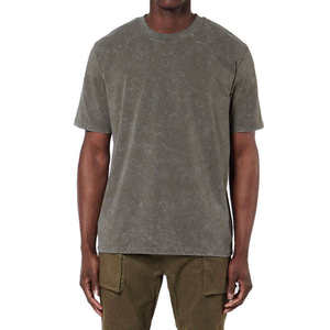 T-shirt décontracté pour homme en coton gris olive délavé à l'acide, col rond, manches courtes, mode estivale, personnalisable avec logo, OEM ODM, vente en gros de vêtements - Product Image 1