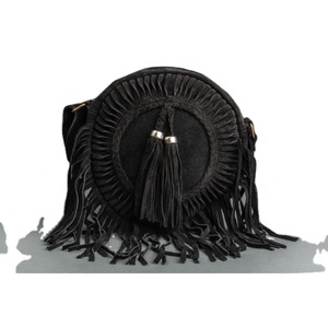 Nouvelle mode sac à bandoulière rond en cuir suédé à franges vente en gros sac à bandoulière bohème pour femmes sac circulaire de style cowgirl cadeau pour elle - Product Image 1