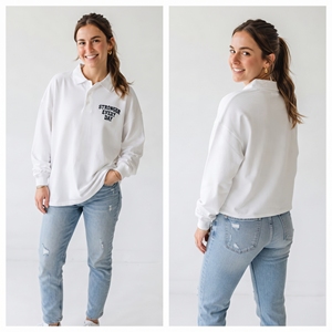 Women's Long Sleeve <b>Polo</b> <b>Shirts</b> Casual 100% Cotton Breathable Printing Turn Down Collar Tee Loose Fit Oversize <b>Polo</b> <b>Shirts</b> Tee - Product Image 5
