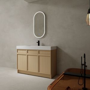 Mobile bagno freestanding da 48 pollici con lavabo in resina bianca e 3 ante con chiusura ammortizzata, imballaggio KD - Product Image 3