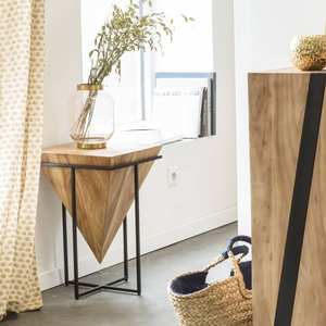 Mesa auxiliar Vandana Lyra Arista de madera de acacia y metal - Product Image 1