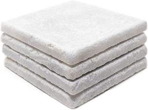 Lot de sous-verres en marbre et bois, blanc et marron, forme carrée, pour table à manger et décoration de cuisine, ensemble en marbre adapté à tous les types de tables - Product Image 6