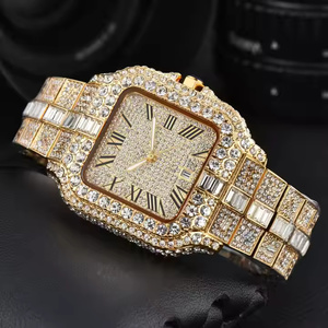 Montre de luxe en moissanite pour homme, montre-bracelet à quartz analogique avec finition élégante, idéale pour un cadeau et un usage quotidien - Product Image 5
