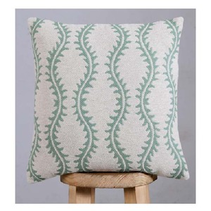 Funda de Cojín Cuadrada de Lino y Algodón con Diseño de Cuadros Azules Bordados Mon Cheri, Cierre de Cremallera, Estilo Vintage - Product Image 3