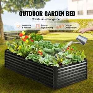 Bac de culture surélevé en métal galvanisé 8 x 4 x 2 pieds pour extérieur, base ouverte pour la culture de fleurs/légumes - Product Image 2