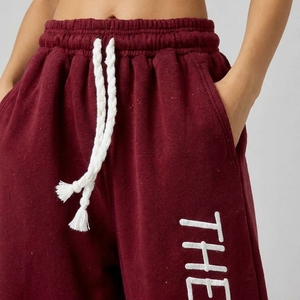 Pantalon de survêtement oversize en coton épais 100 % avec strass, style streetwear vintage, coupe droite, imprimé personnalisé pour femme - Product Image 5