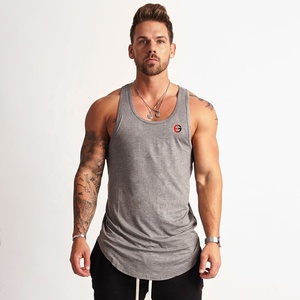 Camiseta sin mangas de entrenamiento con dobladillo curvo para hombre, venta al por mayor, duradera, novedad, camiseta sin mangas de 100% algodón con logotipo personalizado para hombre - Product Image 1