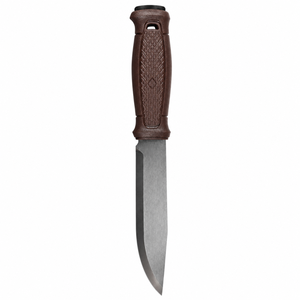 Cuchillos de exterior de hoja fija marrones con hoja de acero plateado, agarre texturizado de diamante, funda de cuero marrón y presilla para cinturón para camping y senderismo - Product Image 5