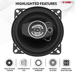 250W coppia 4 'auto Stereo altoparlanti 2 vie coassiale Subwoofer Tweeter veloce facile universale per porta del veicolo/pannello laterale montato in profondità - Product Image 5