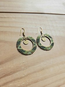 UO Craft Bohemian Gold Plated Drop Earrings With Beaded Hoop Design For Women Party Jewelry Fashion Statement Accessory By UO - Product Image 3