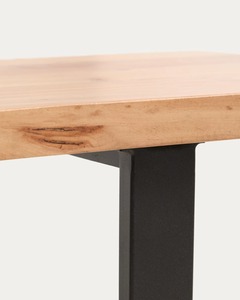 Banco de Comedor Moderno de Madera Maciza con Patas de Metal Negro, Banco Industrial Minimalista para Comedor, Cafetería y Restaurante - Product Image 4