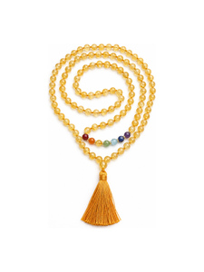 Collar Mala de 108 Cuentas de Citrino Natural para los 7 Chakras, Anudado a Mano, Joyería de Yoga para la Abundancia, Venta al por Mayor - Product Image 1
