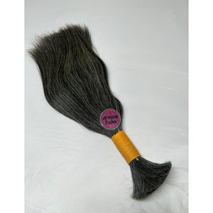 Cheveux humains naturels indiens gris lisses en vrac 100g bruts pour tressage - Product Image 2