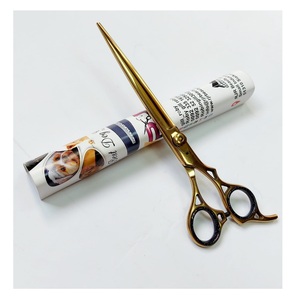 <b>Dog</b> Grooming Gold Stainless Steel <b>Scissors</b> 7.5" Rainbow Straight Shears Anti-Static Smooth Tip Custom Logo 100% High Quality - Product Image 1
