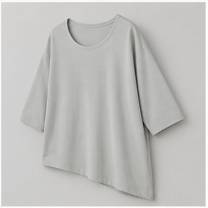 T-shirt pour femme gris clair à col rond et manches longues coupe décontractée WTS-0063 - Product Image 3