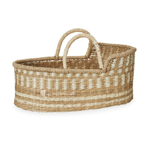 Cesta Moisés Bohemia de Seagrass para Bebé, Portabebés Tejido Natural con Asas de Cuero, Cesta de Guardería Multifuncional Ecológica - Product Image 1