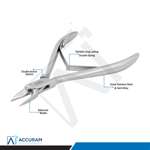Accuram Coupe-ongles en acier inoxydable 11 cm, lame droite, pointe aiguisée, professionnel, pour ongles épais, usage adulte - Product Image 3