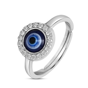 Mystic Ward Evil Eyee CZ Rhodium Plated 925 Sterling <b>Silver</b> <b>Ring</b> (<b>Adjustable</b>) Engagement Wedding <b>Ring</b> for Women Handmade - Product Image 1