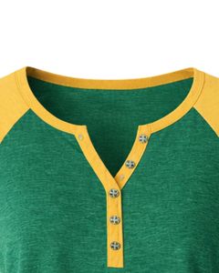สีเขียวสีเหลืองเสื้อยืดผู้หญิงแขนสั้นเฮนลีย์ เนค แร็กแลน ทีผ้าฝ้ายนุ่มสบายฤดูร้อนระบายอากาศได้ดีสวมใส่สบายทุกวัน - Product Image 5