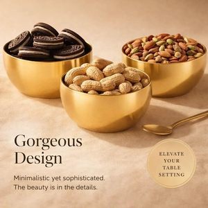 Premium Gold Finish Stainless Steel Serving <b>Bowl</b> for Fruits Salad <b>Cereal</b> Yogurt Snacks Breakfast Dessert Dry Fruits Nuts Kitchen - Product Image 4