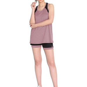 Camiseta sin mangas de punto morada para mujer, color liso, cuello redondo, transpirable, estilo deportivo, longitud regular - Product Image 1