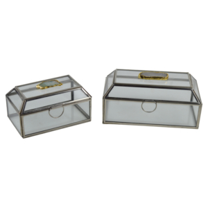 Glass Metal Combo Design Jewelry Storage Box Gold Finishing Dry Fruits Serving Box Metal <b>Bins</b> Storage Containers Jar - Product Image 6