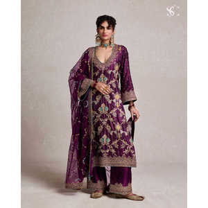 Conjunto de traje bordado para mujer con codificación de trabajo de secuencia - Product Image 1